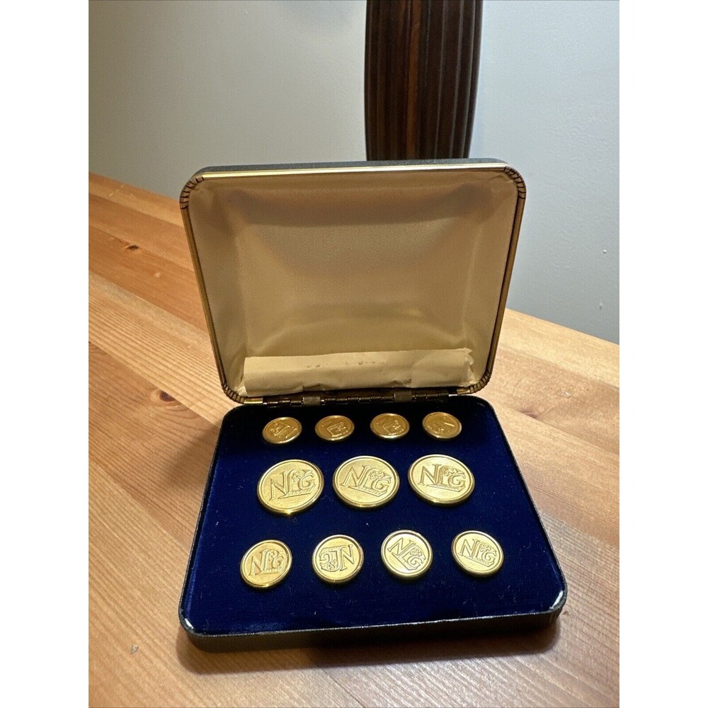 Vintage 11 British Buttons Set w/ Case